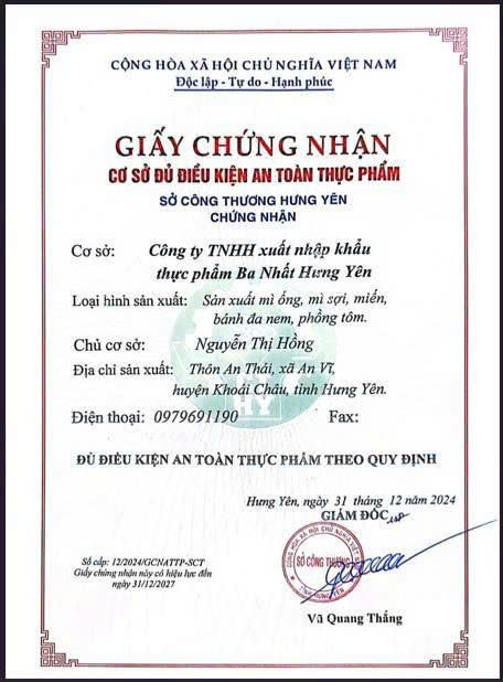 Food Safety Certificate